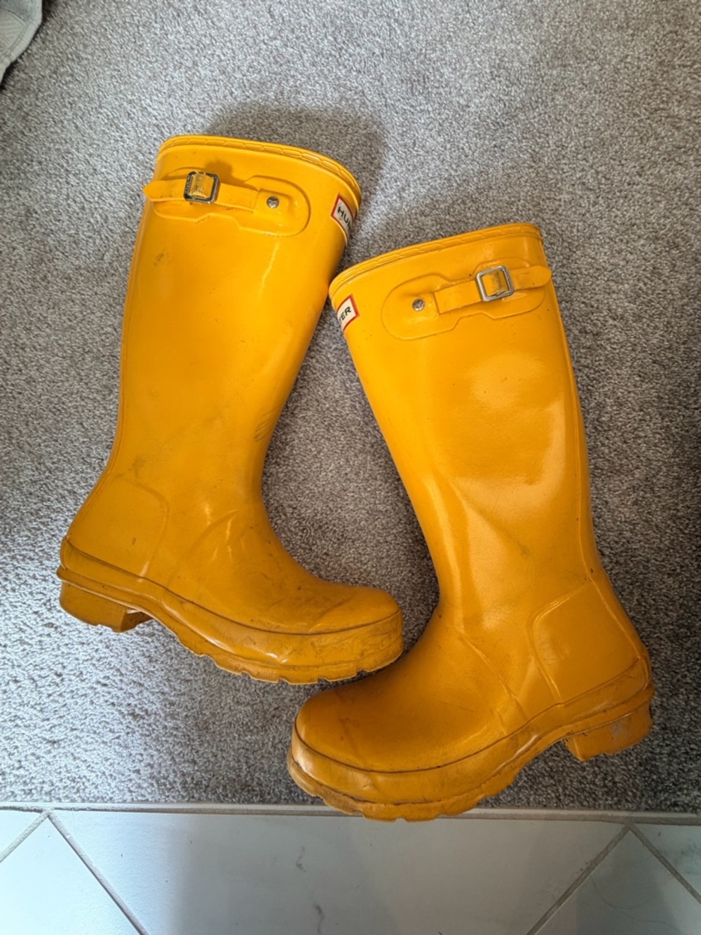 Hunter Youth Yellow Rubber Wellington Boots